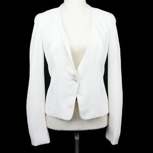 Mugler White 100% Viscose Asymmetric Raglan Sleeve Cropped Blazer 38 France